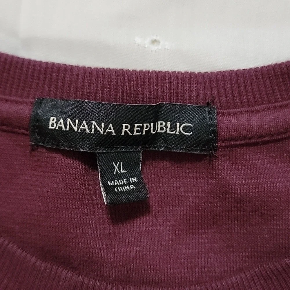 Banana Republic Mens Waffle Knit Crewneck Long Sleeve Shirt Maroon XL 1786395
